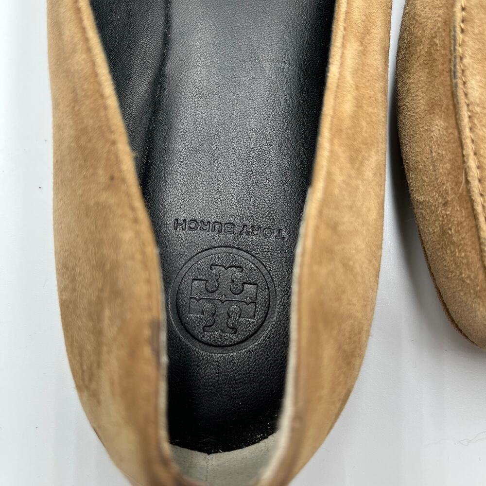 Tory Burch Fitz Suede Loafers Flats Shoes River Rock Tan Size 10M - Picture 8 of 9